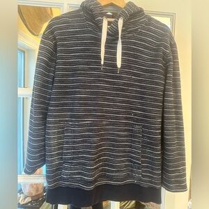 American Eagle Outfitters EUC Navy & White “Blanket” Striped Hoodie Sweater S